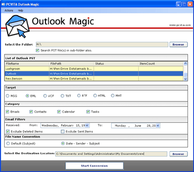 Outlook Conversion Program 2.0 screenshot