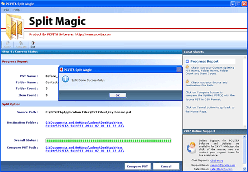 Split Large PST File Software screenshot
