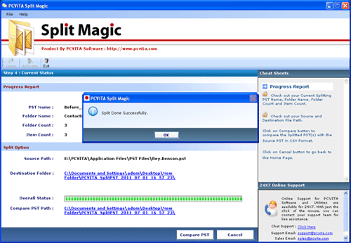 PST Split Application Tool screenshot