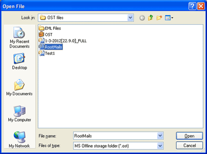 Select the OST file and click the Open