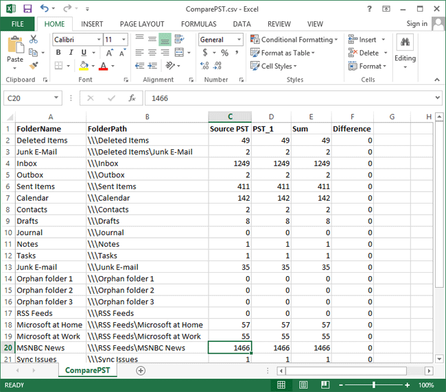 See the splitting results and find out app PST files in this location